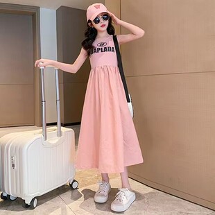 女童连衣裙夏季2025新款中大童裙子薄款夏装女孩长裙儿童背心裙子