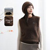 饮水鸟藏地祥纹100%牦牛绒拉绒圆领针织马甲背心软糯宽松叠穿外搭