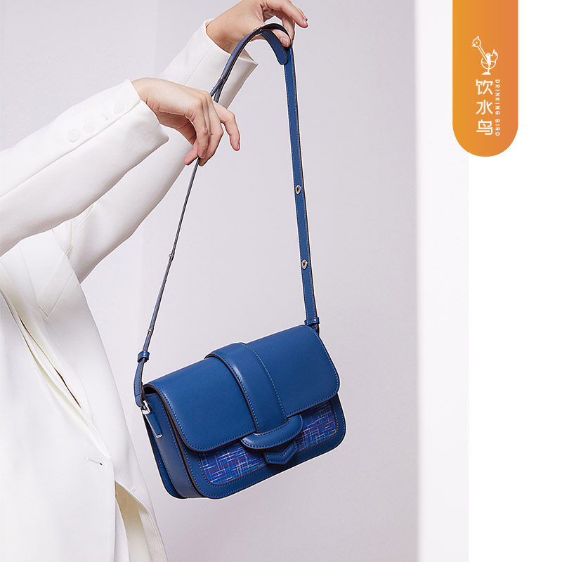 drinking bird饮水鸟自由闪电上海手织布牛皮豆腐包单肩斜挎民族