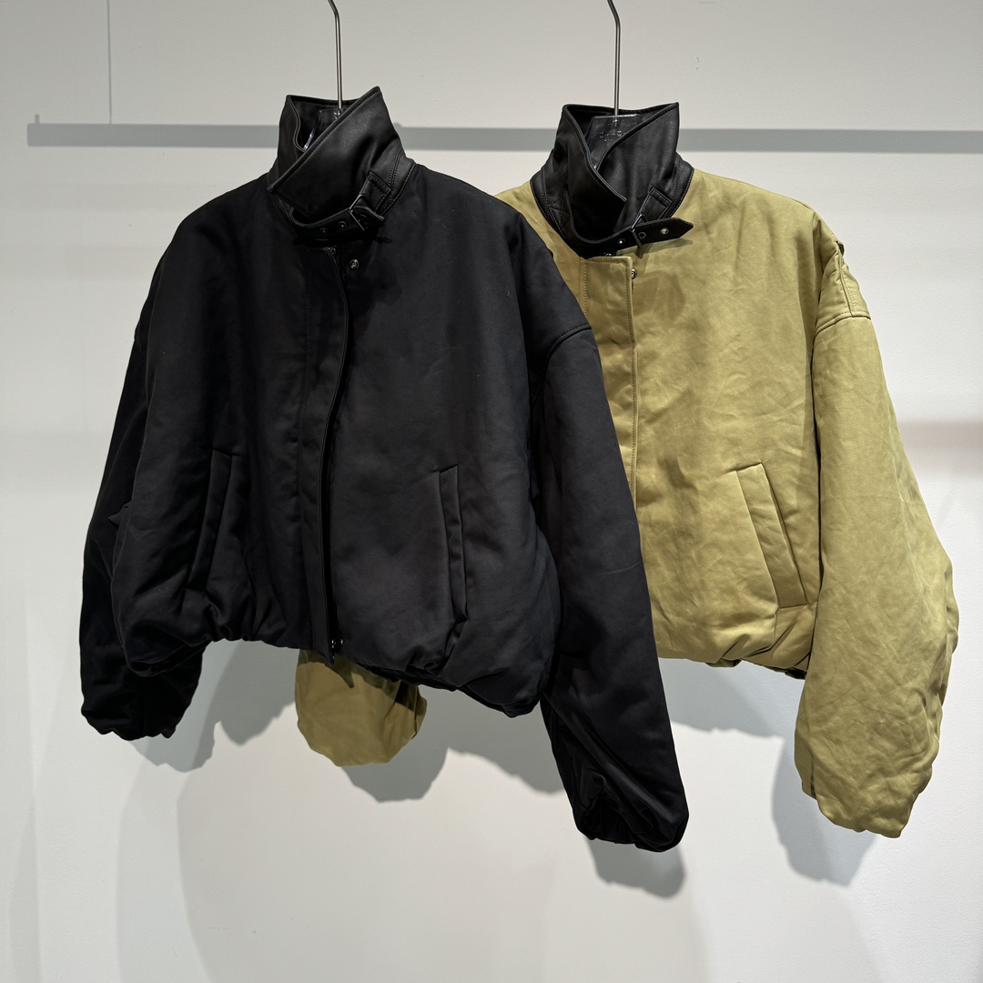 2025冬季设计师款撞色翻领棉衣宽松外套棉服复古夹克短款棉衣上衣