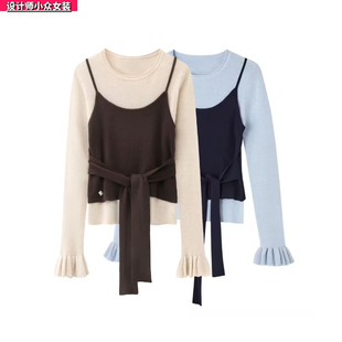 2025冬季设计师款轻奢风小众女装百搭宽松显瘦圆领长袖针织衫上衣