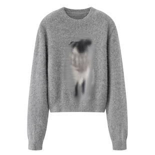 2025冬季设计师款轻奢风小众女装趣味卡通刺绣圆领套头针织衫毛衣