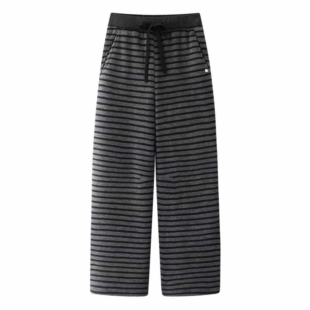 加厚加绒条纹直筒卫裤运动休闲裤