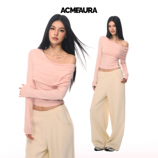 斜肩堆褶假两件上衣 3.26 ACMEAURA