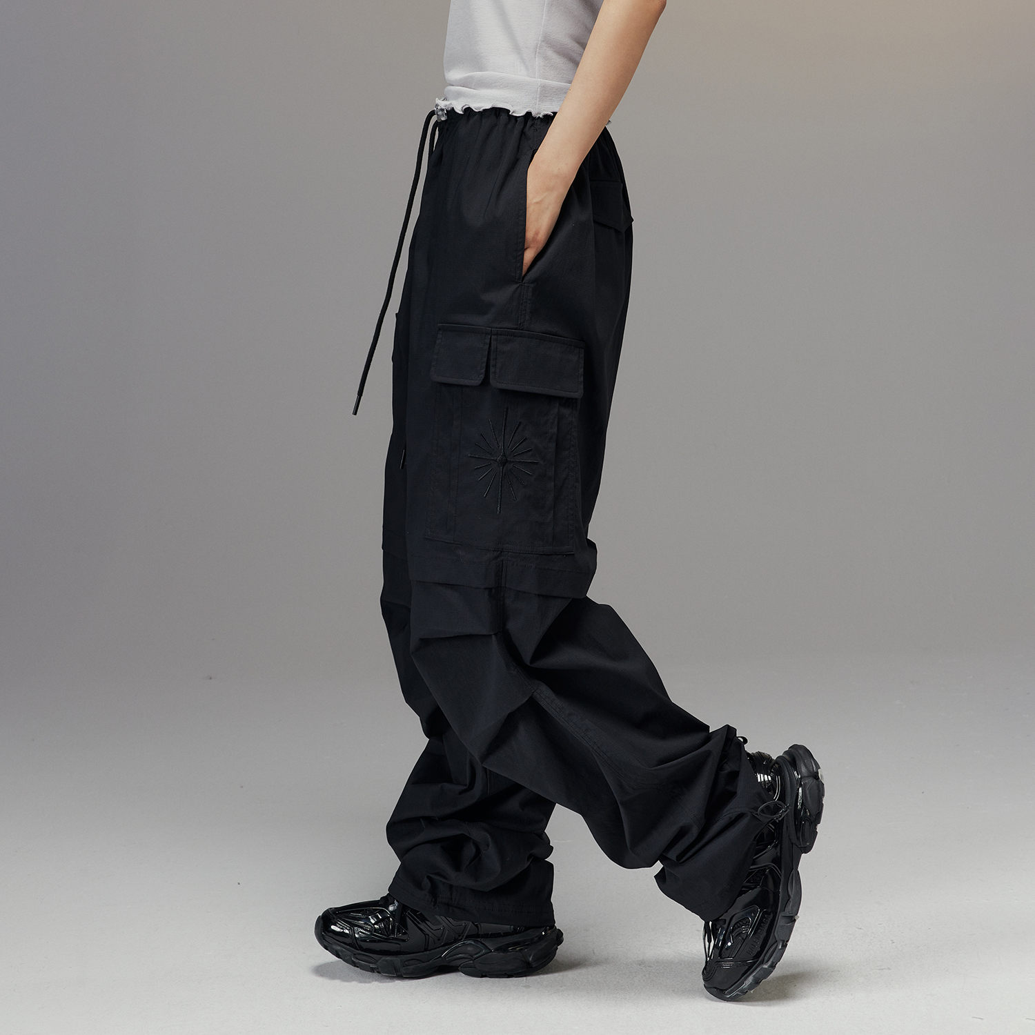 ACME AURA aa美式工装裤女春夏新款高街阔腿裤宽松伞兵裤降落伞裤