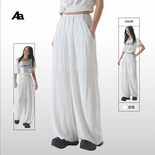 垂感阔腿裤 休闲裤 女宽松松弛感慵懒 2025新款 ACMEAURA白色亚麻裤