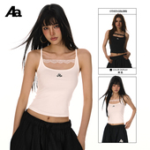 美式 ACME AURA 辣妹蕾丝拼接简约吊带背心上衣