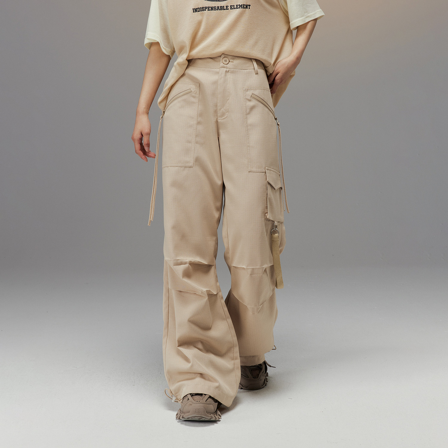 ACME AURA 工装裤女款2024新款夏季薄款高腰阔腿裤休闲美式运动裤