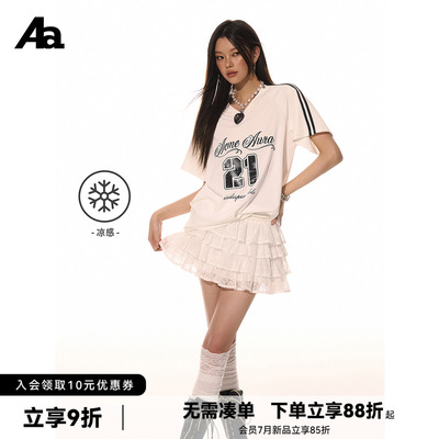 ACMEAURA字母印花V领慵懒宽松T恤