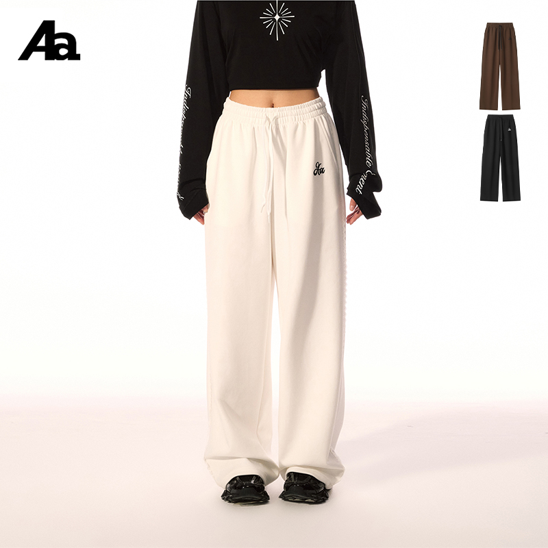 ACMEAURA 宽松百搭阔腿休闲运动卫裤女秋冬时尚直筒显瘦休闲长裤