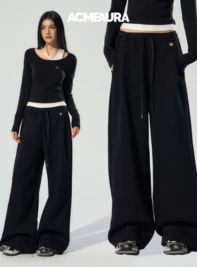 ACMEAURA予曦同款阔腿裤女秋宽松直筒运动美式显瘦百搭休闲卫裤