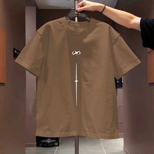 潮牌字母印花圆领短袖 体恤男装 男2026夏季 宽松情侣半袖 帅 新款 美式