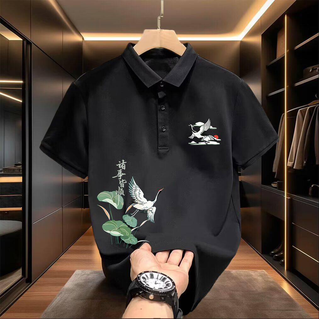 冰丝棉POLO衫短袖t恤男士武圣关公关羽忠义宽松休闲半袖体恤上衣