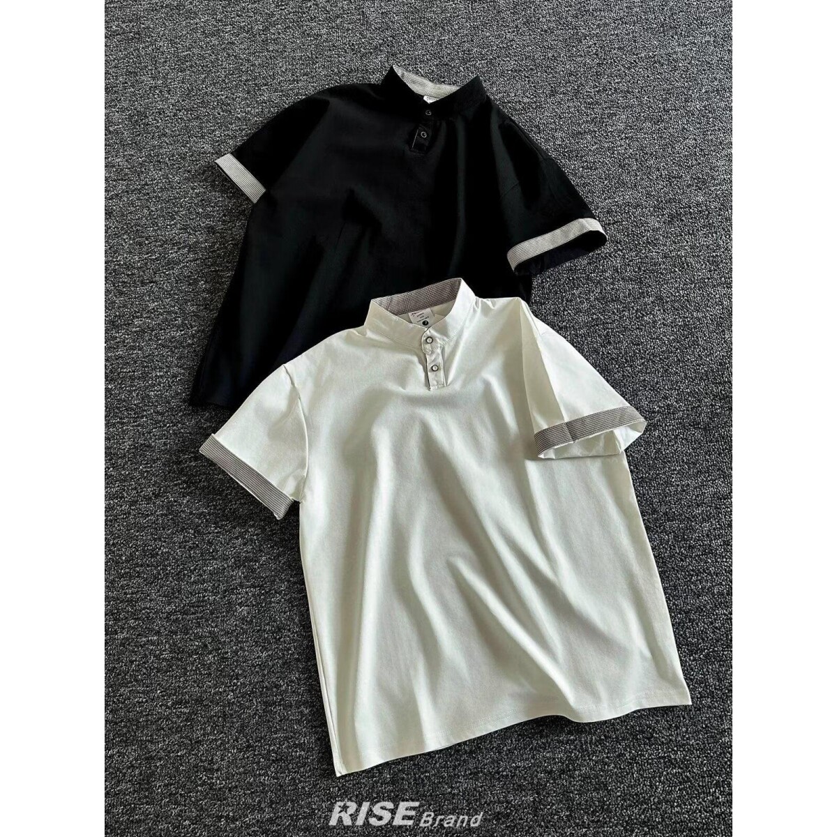 夏季新款简约修身纯色POLO衫男翻领短袖t恤衣服百搭潮流青年上衣