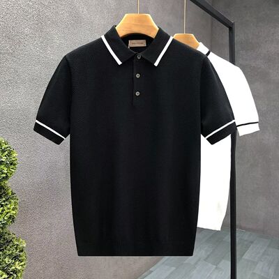 翻领短袖polo衫男潮牌夏季t恤韩版修身潮流2026新款百搭体恤上衣