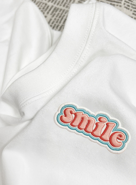 26SS小清新smile微笑字母LOGO印花270g重磅纯棉简约圆领短袖T恤男