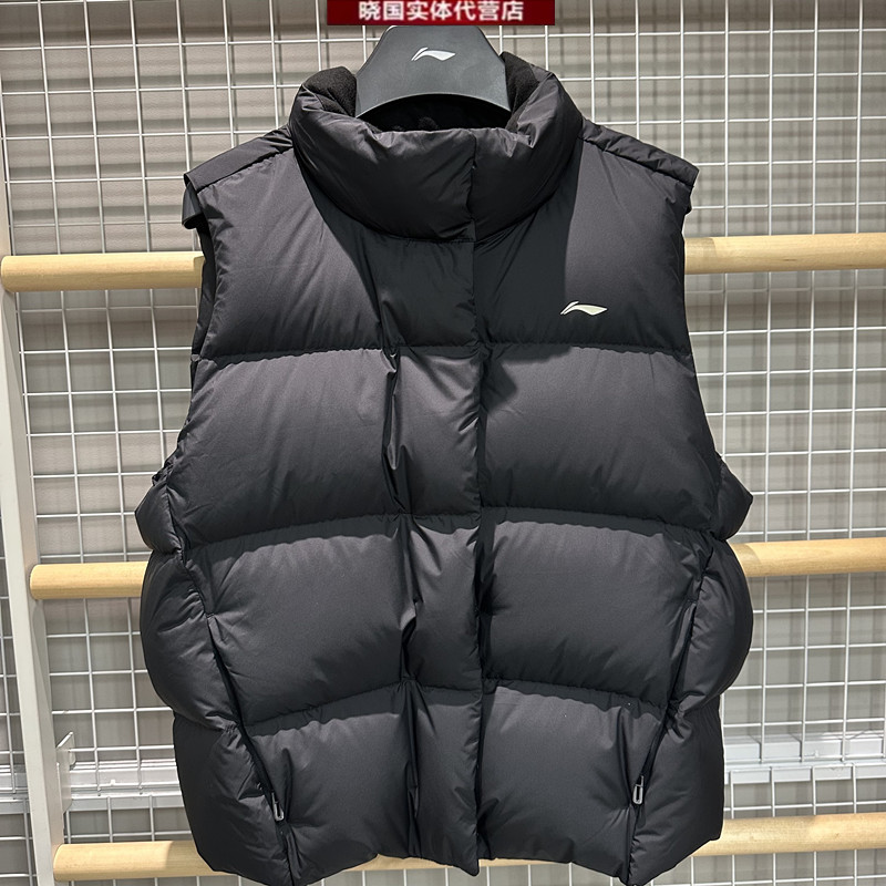 李宁羽绒马甲女子宽松保暖坎肩