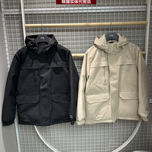 李宁工装羽绒服2025冬季新款时尚潮流男子防泼水连帽外套AYMV295