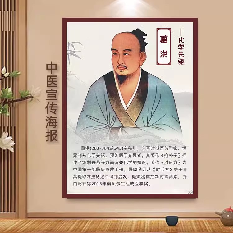 葛洪中国古代名医人物简介望闻问切中医馆养生药房大挂图装饰海报