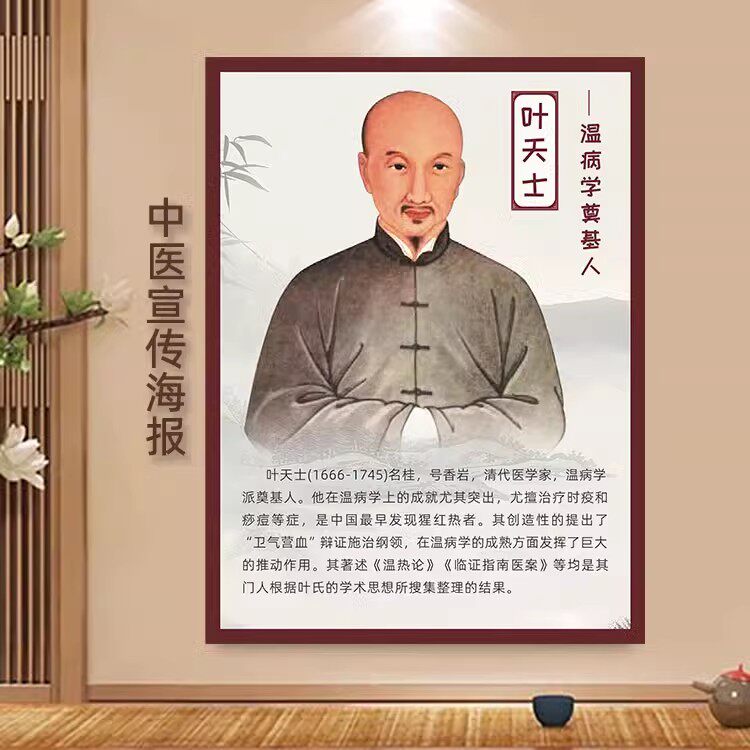 叶天士中国古代名医人物简介药店中医馆养生药房大挂图装饰海报
