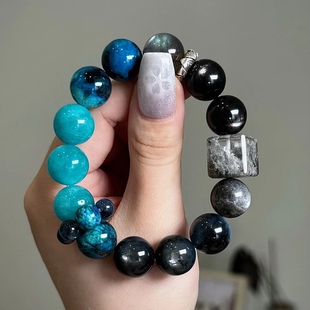 天然水晶手串金发晶粉晶幽灵超七虎眼石胶花白阿塞手链定制款 女款