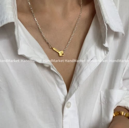 吊坠925银【金钥匙】原创设计小众精致时尚百搭项链