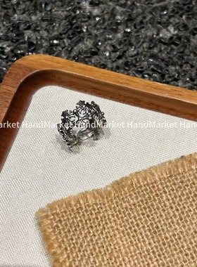 925银戒指 JIUJIU【复古做旧罗曼戒】手工气质轻奢时尚百搭1206