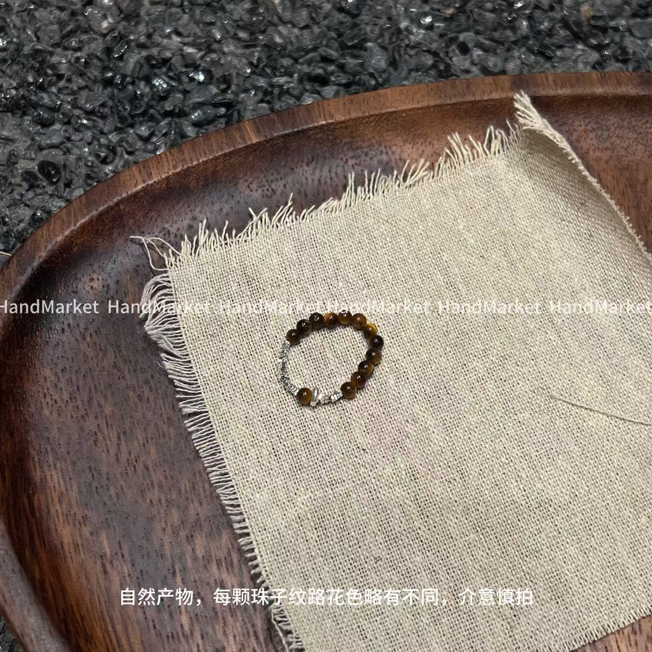 925银戒指 JIUJIU【弹力棕色银光戒指】百搭手工款时尚小众潮流女