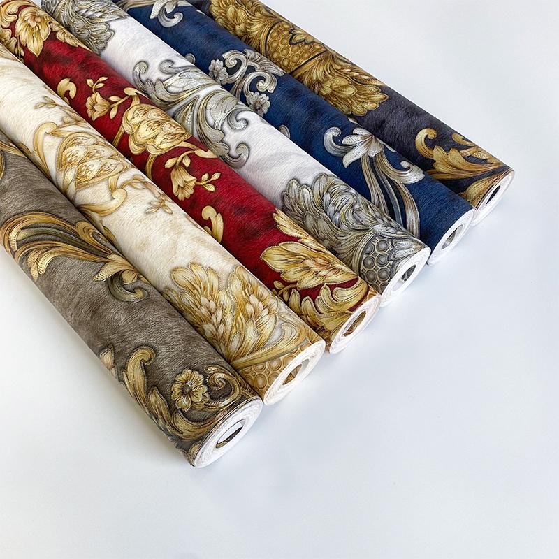 宫廷红高级3d立体欧式奢华壁纸温馨卧室客厅酒店电视背景墙纸