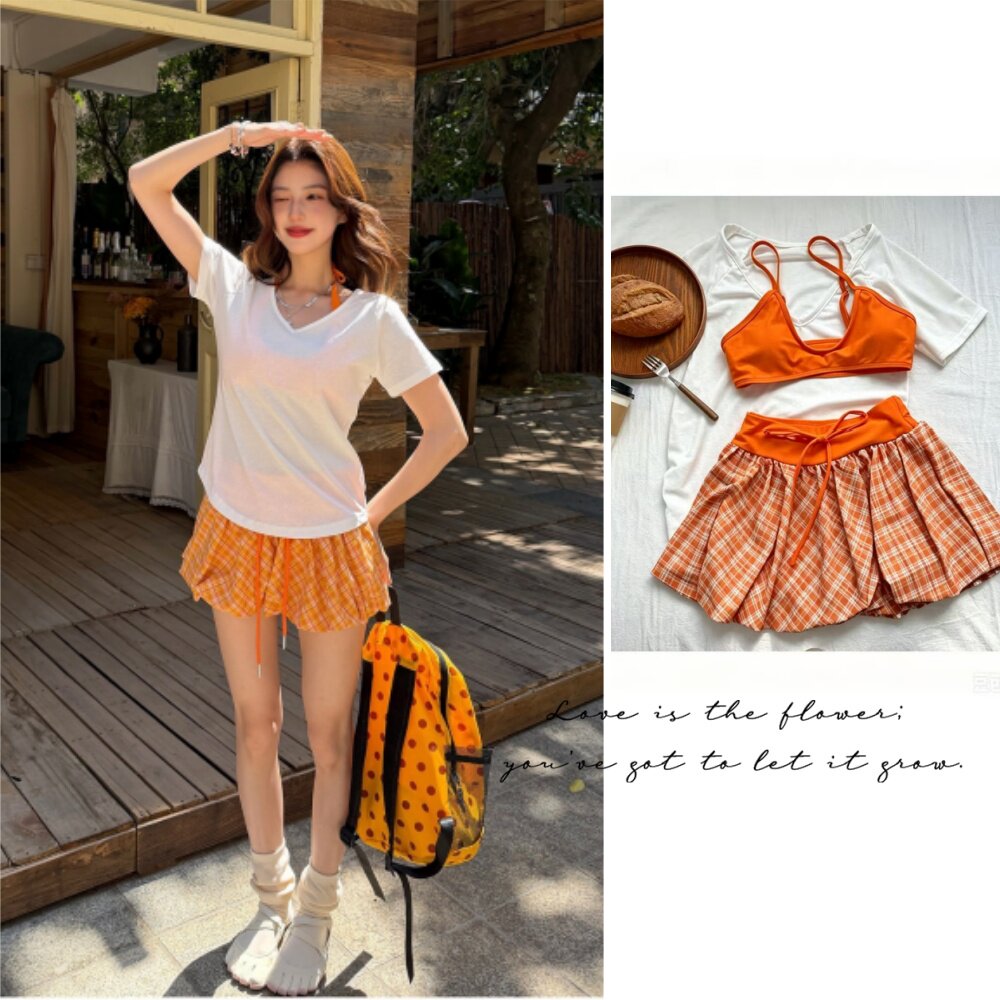 短裙套装女短袖度假风泳衣
