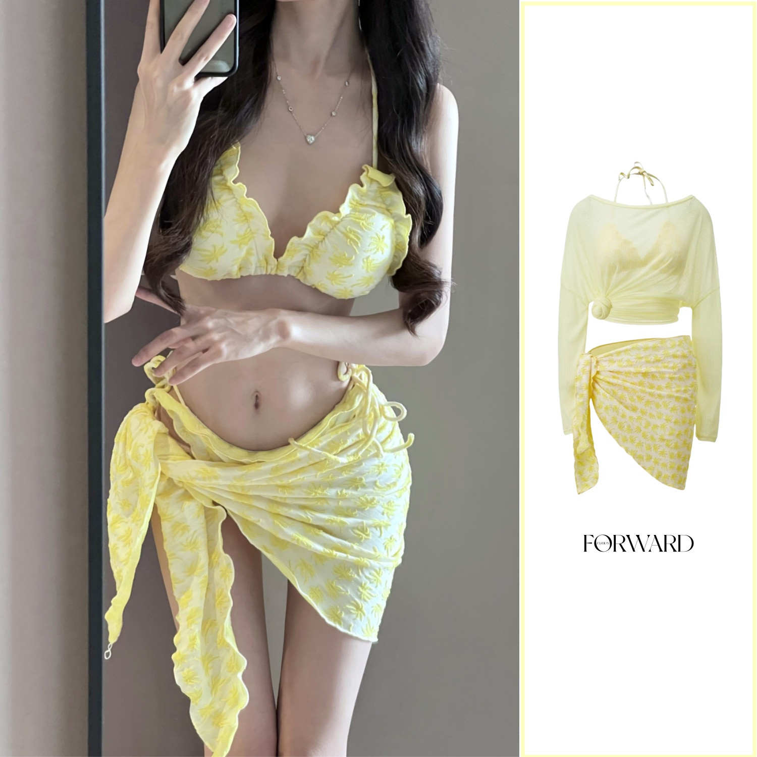 泳衣女2025新款分體比基尼四件套