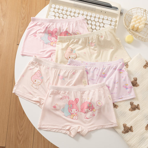 女童莫代尔抗菌四角裤卡通四条装