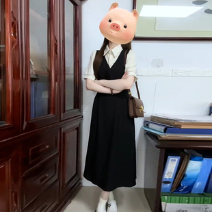 上班通勤连衣裙子女教资面试穿搭夏季2024新款小个子长裙假两件套