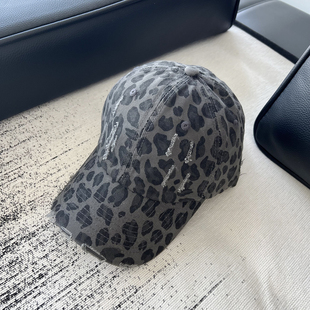 鸭舌帽 破洞复古豹纹棒球帽子女百搭防晒显脸小街头潮酷个性 四季 款