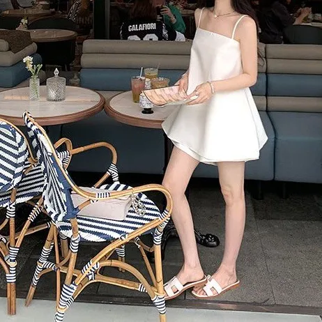 时尚气质套装女白色宽松吊带背心上衣夏季性感休闲阔腿短裤两件套