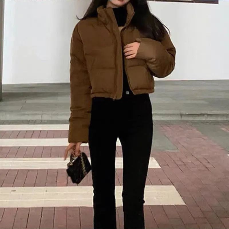 2025年新款冬季棉服女装立领超短款小众韩版棉袄小个子棉衣外套潮