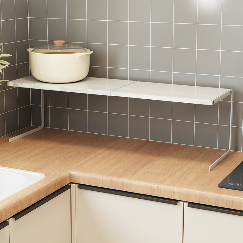 厨房台面可伸缩置物架桌面桌上隔板柜子分层架双层隔断放锅架收纳