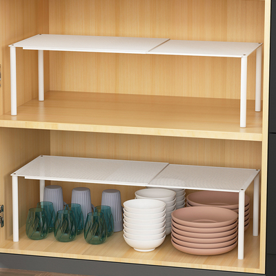 厨房橱柜内分层置物架可伸缩收纳分隔柜子隔板分割放锅具神器架子