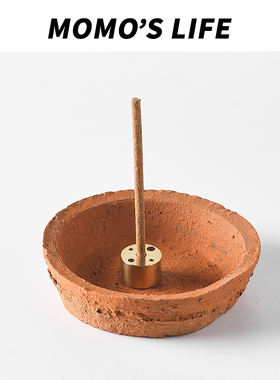 MOMOS日本香插美浓烧陶瓷线香底座5mm香插日式粗陶香盘香托香薰盘