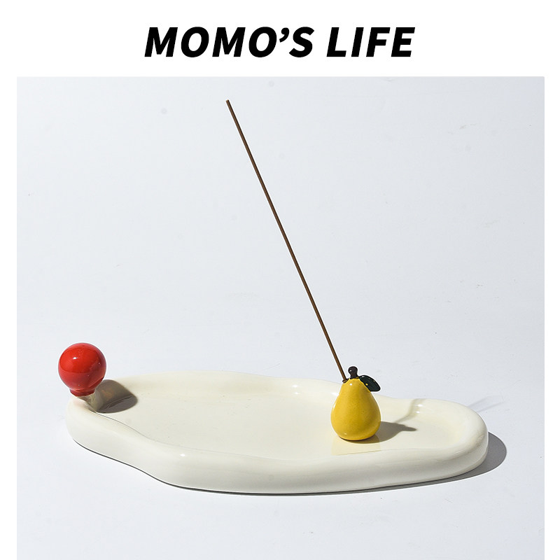 北欧高级感香插不规则线香底座可爱梨子香插奶油风香盘香托礼品,家居饰品,香托/香盘/香座/香插,淘宝优惠券,粉丝福利购,淘宝优惠卷