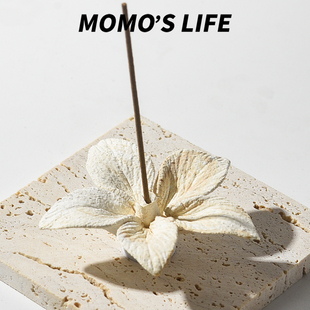 日式 手捏花香插手工陶瓷插香底座花瓣线香底座香薰炉香炉香座香托