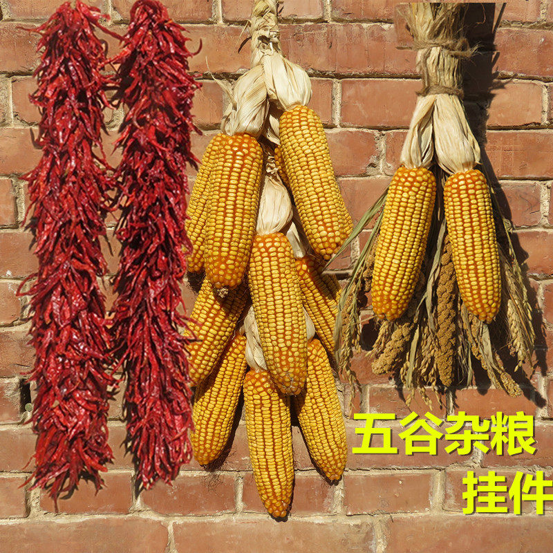 农作物装饰农家乐挂件农产品干玉米棒五谷摆件丰收节道具庭院挂饰