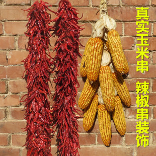 五谷丰登杂粮挂饰农家乐干玉米棒子农作物装饰玉米穗真玉米串挂件