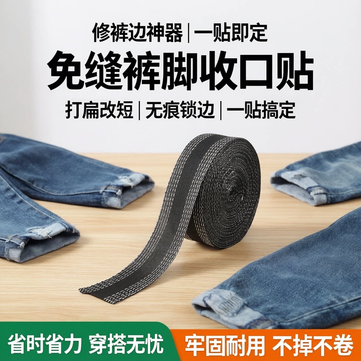 牛仔裤脚改短神器裤腿挽边贴改裤脚长改短免缝固定无痕自粘收口贴