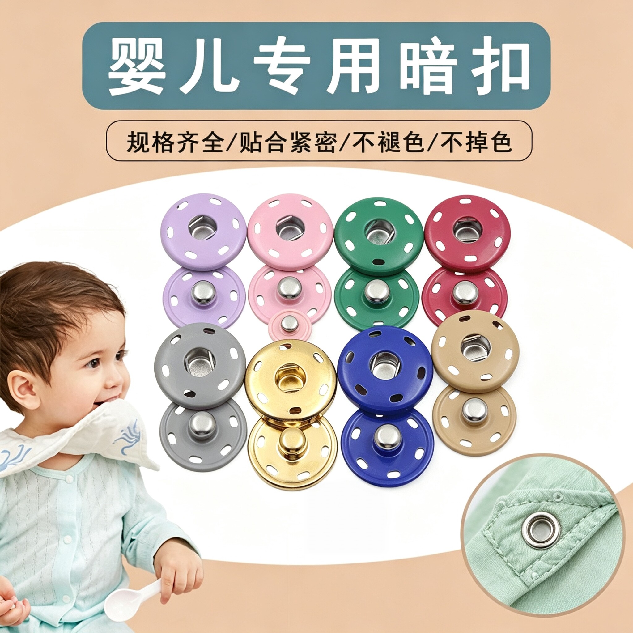 婴儿衣服专用按扣铜质金属子母扣暗扣隐形大衣外套毛衣儿童纽扣子