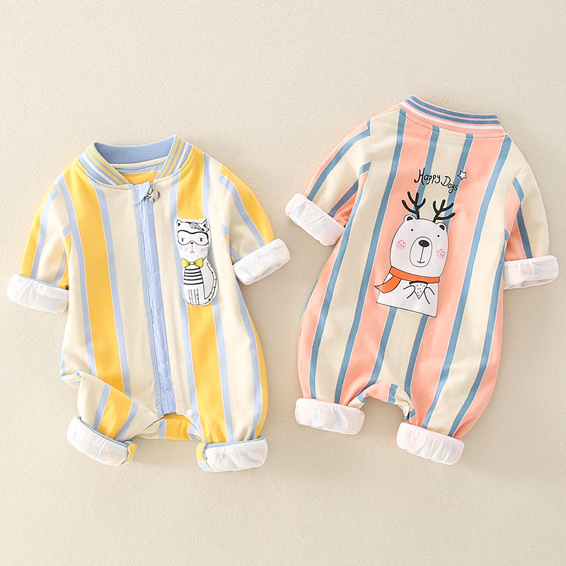 옷 봄 가을 귀여운 0-12개월 된  가을 점프수트 세련된 야외 장난꾸러기