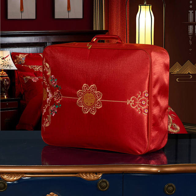 结婚被子收纳装喜被棉被陪嫁婚庆红色牛津手提超大号包装袋四件套