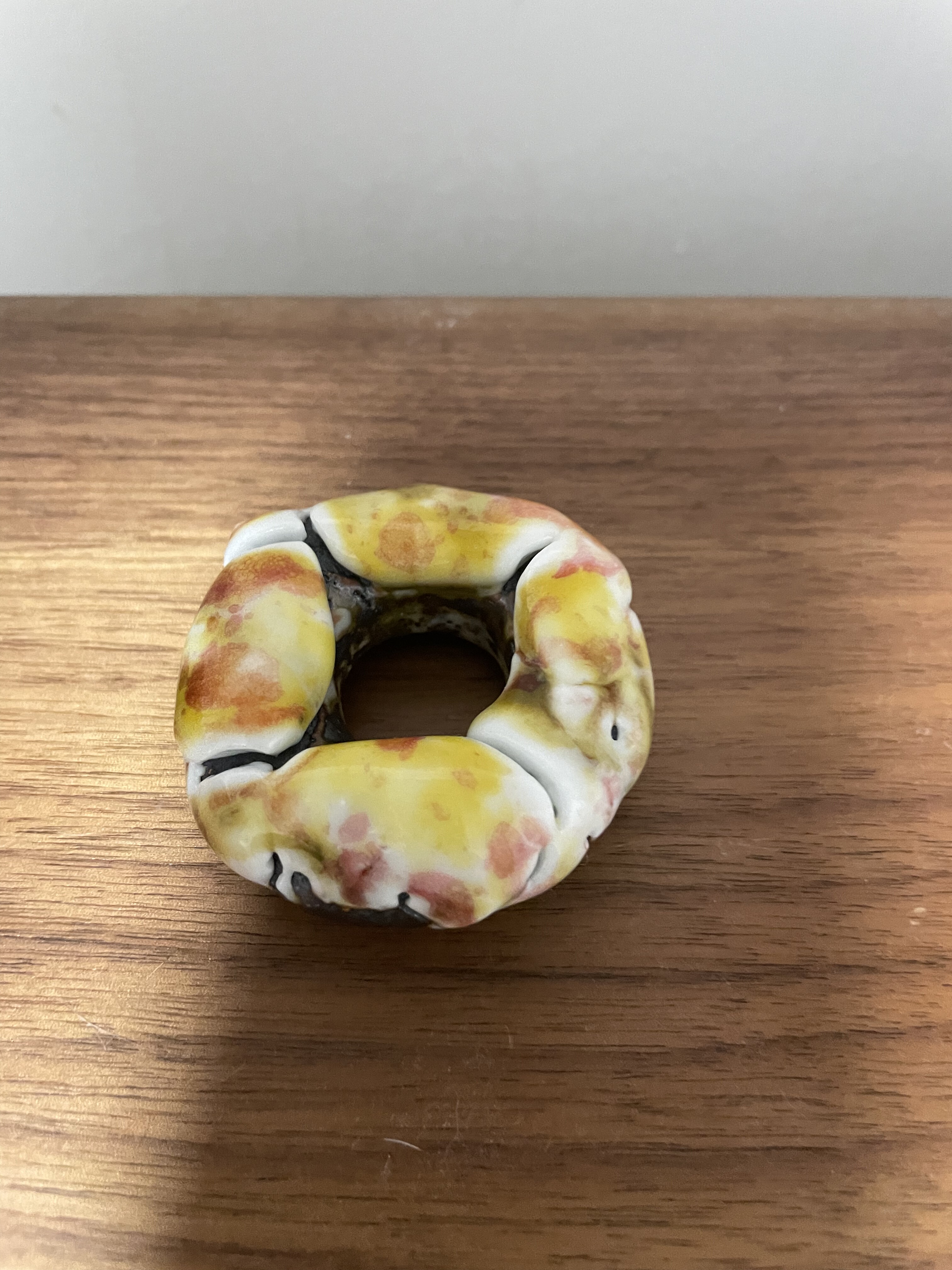 柴烧盖置志野烧甜甜圈盖置可养线好看实用玉化感盖碗紫砂壶通用