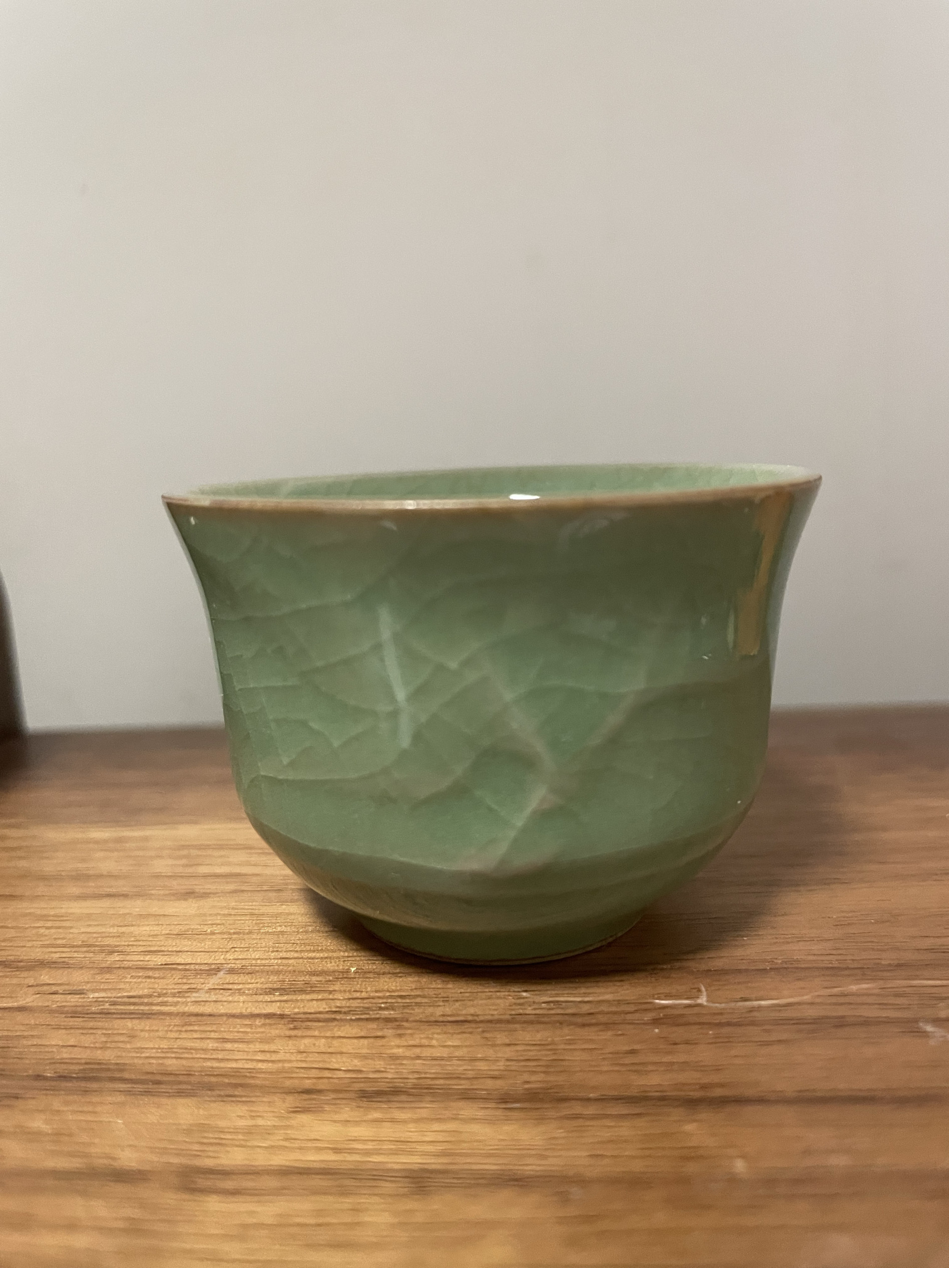 龙泉青瓷陶瓷茶杯哥窑冰裂品茗竹节功夫茶杯带花纹