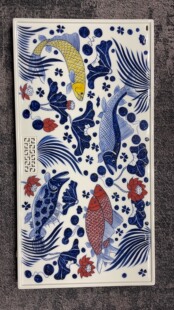 手绘 釉下高温翘嘴鳜鱼鱼藻茶盘景德镇陶瓷茶盘排水式 26干湿元